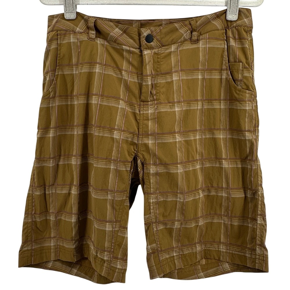 Novara Cycling Shorts Mens Size M‎ Brown Plaid Padded Liner Bike Shorts